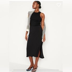High waisted midi slip skirt
